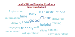 Health Wizard at Work Training feedback wordcloud